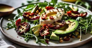 Sałatka z serem halloumi i suszonymi pomidorami: śródziemnomorski smak