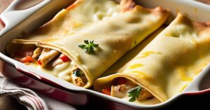 Naleśniki zapiekane z kurczakiem i pieczarkami – pyszny obiad!